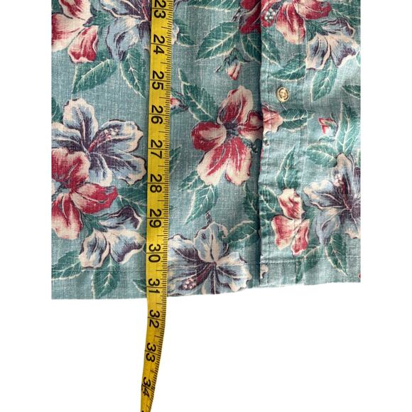 Reyn Spooner Banzai Biscus Button Front Floral Hawaiian Aloha Camp Shirt XL Blue - Picture 10 of 10
